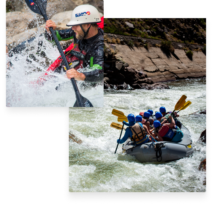 whitewater rafting collage