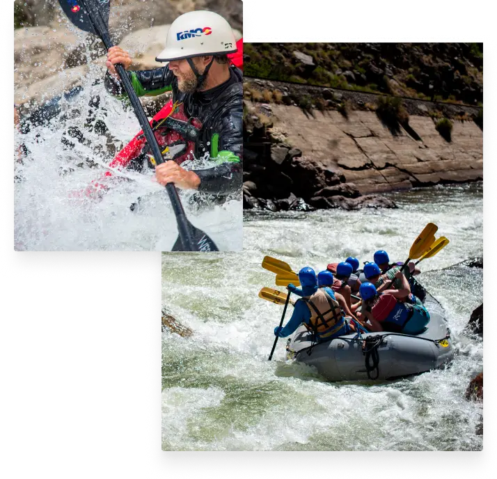 whitewater rafting collage